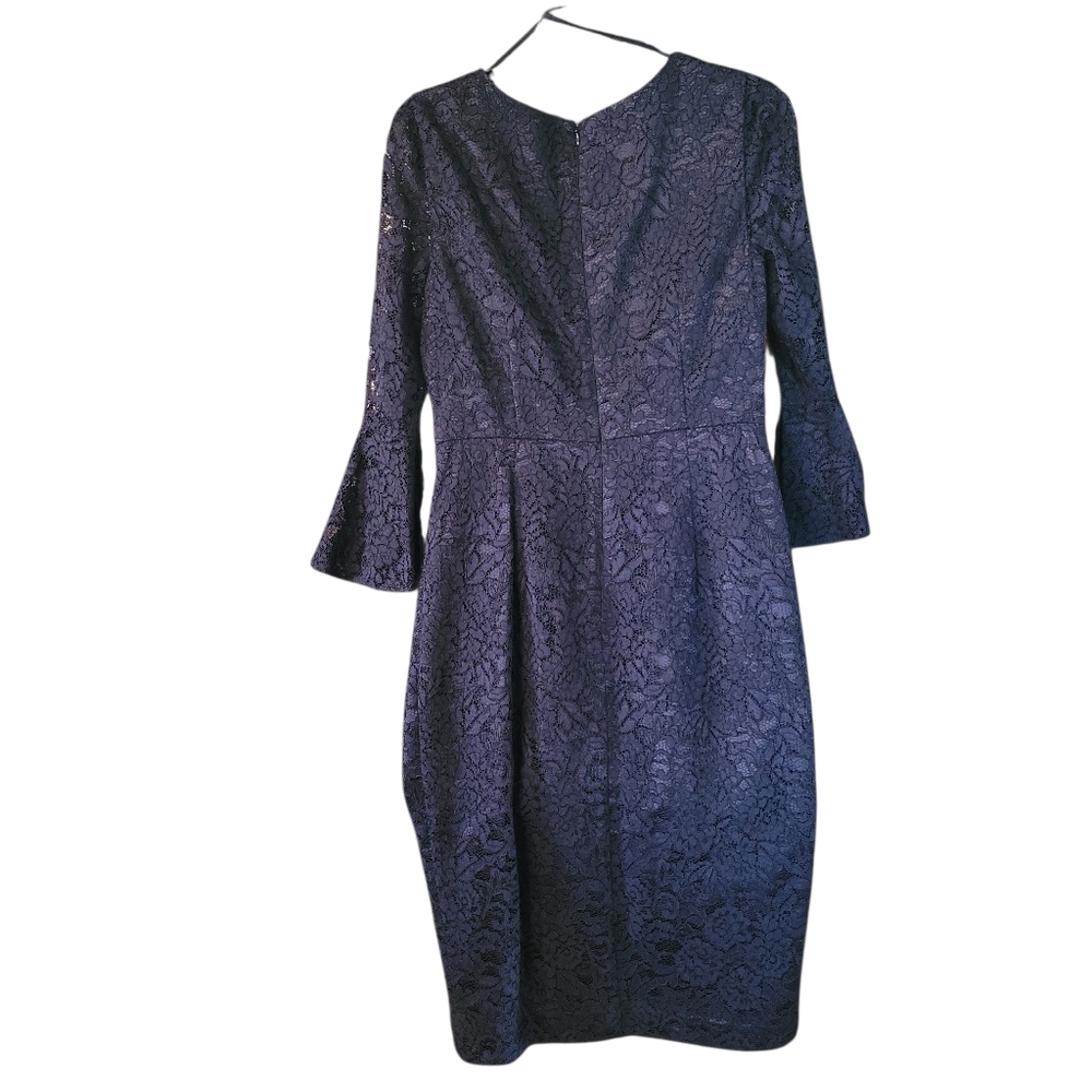 NWT Eliza J navy faux wrap lace midi dress - 8.        D70
